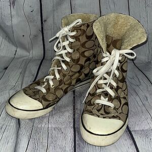 Coach - Logo High Tops - Shearling Lined - 8.5 - Brown